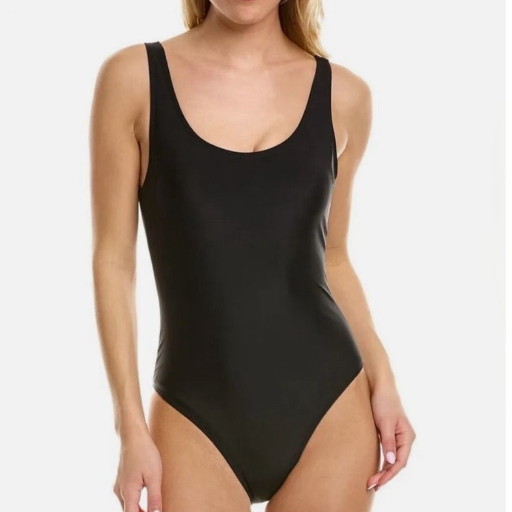 NWT NICOLE MILLER Studio one piece bathing suit with racer back. Black , XL